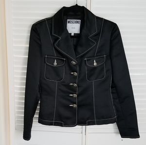 ❣ Moschino black double pockets Full Button Front blazer